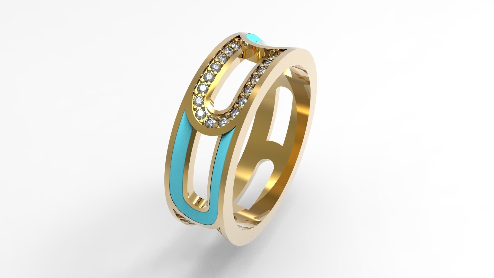 Layered Paved and Enamaled Eternity Ring 3D print model_2