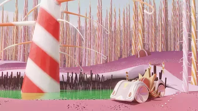 King Candy Car and part of Sugar Rush Kingdom 3D Map Environment 3D model