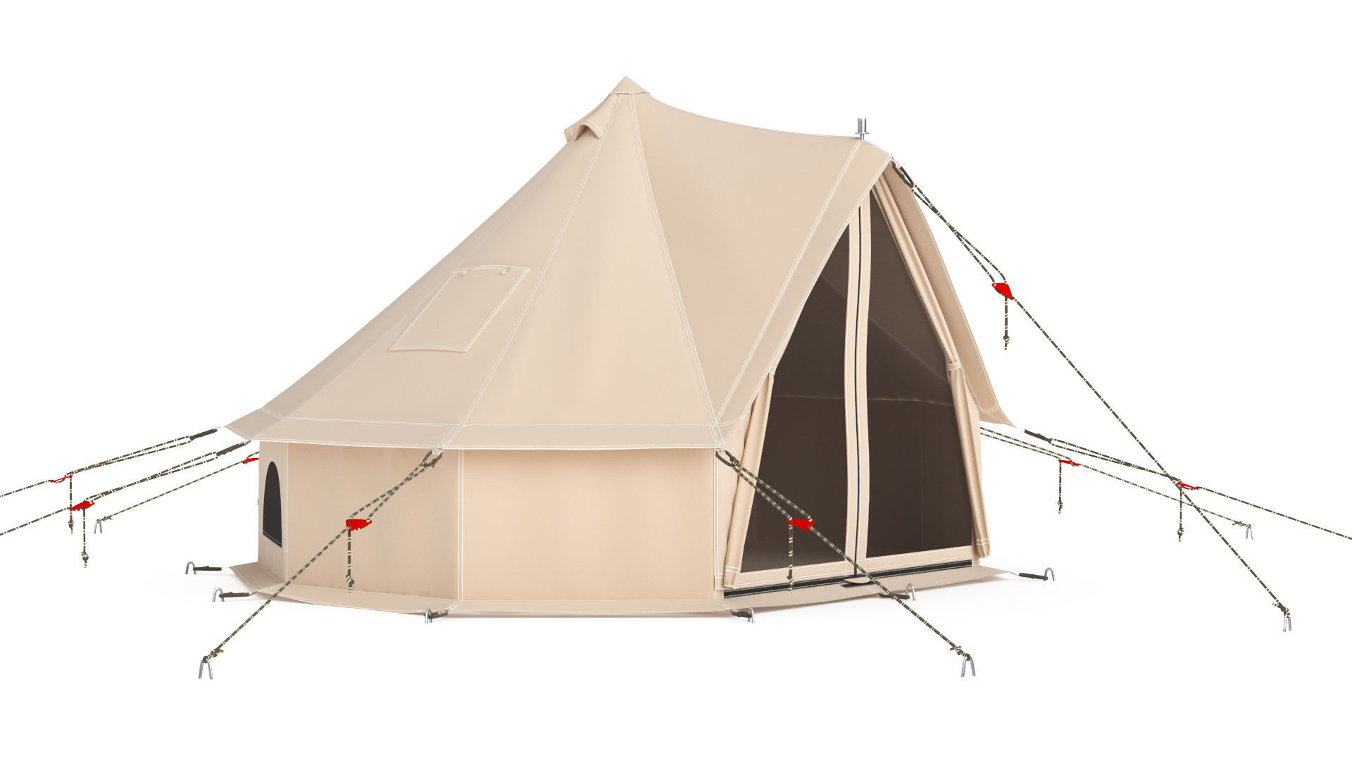 Canvas Camping Bell Tent 3D model_2