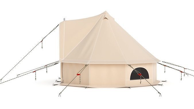 Canvas Camping Bell Tent 3D model 6