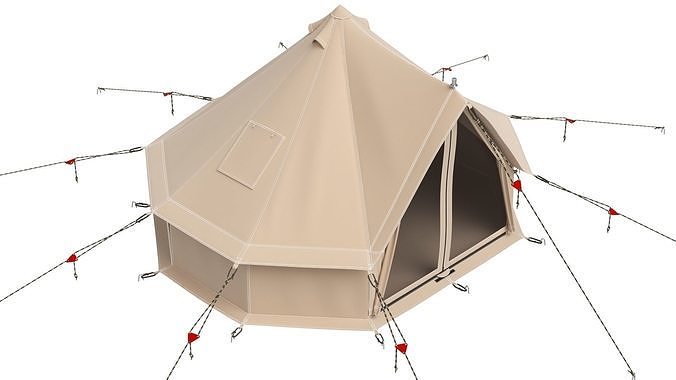 Canvas Camping Bell Tent 3D model 2