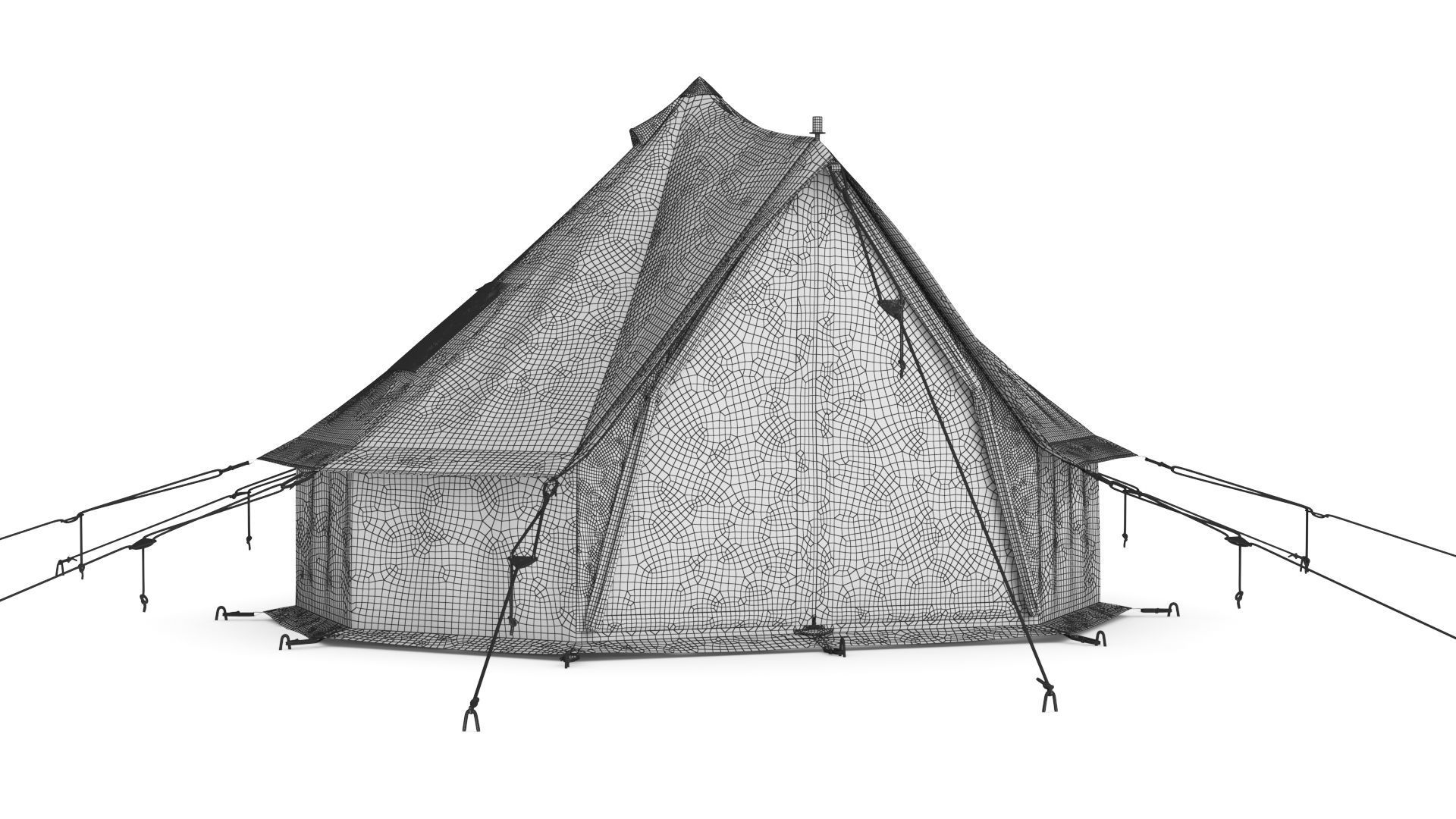 Canvas Camping Bell Tent 3D model_12