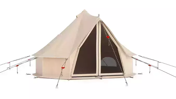Canvas Camping Bell Tent 3D model