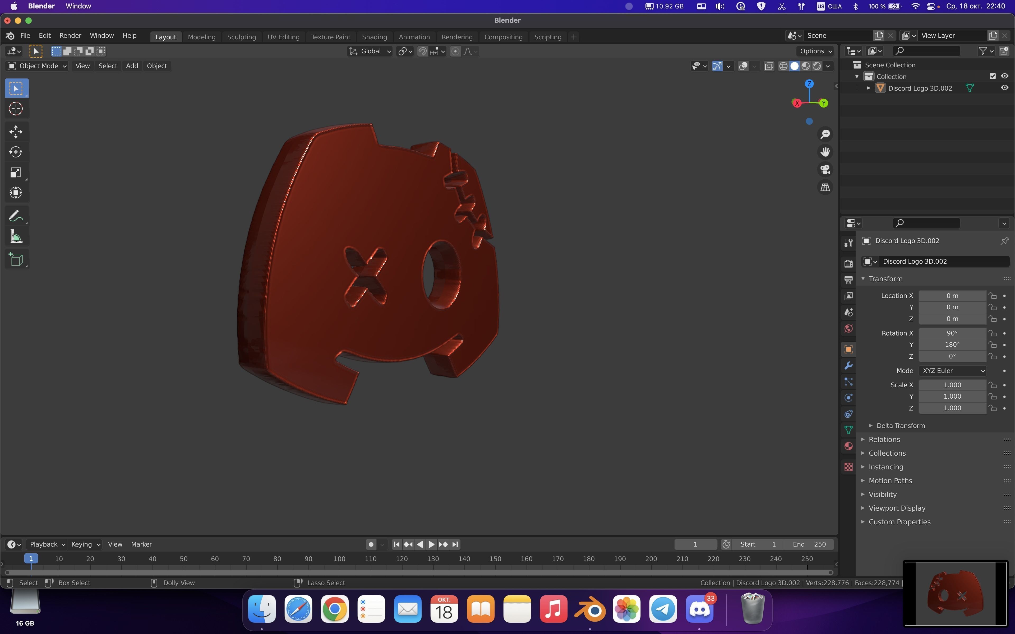 Discord Logo 3D 3D model_2