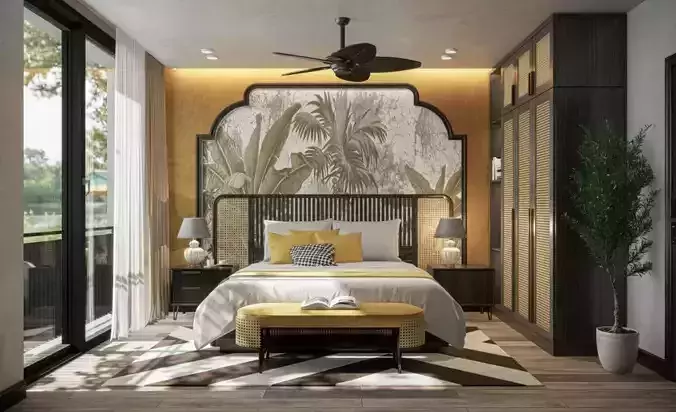Luxury Bedroom Design Indochine Style 