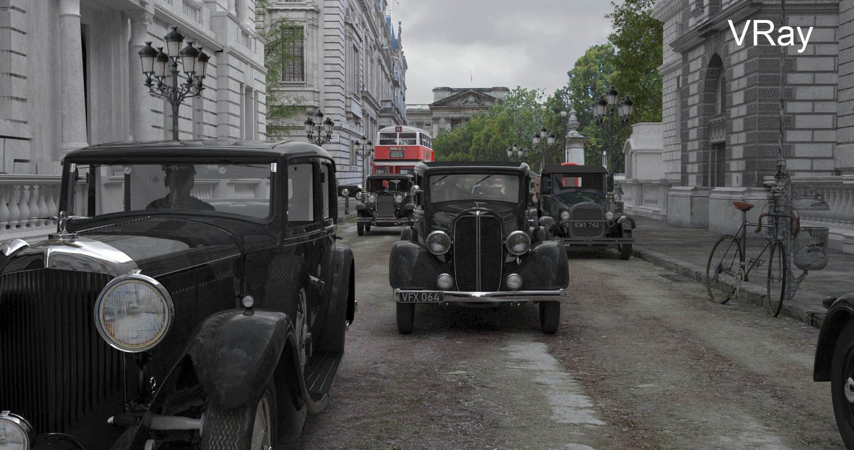 London street 1939    VRay and  FStorm 3D model_4