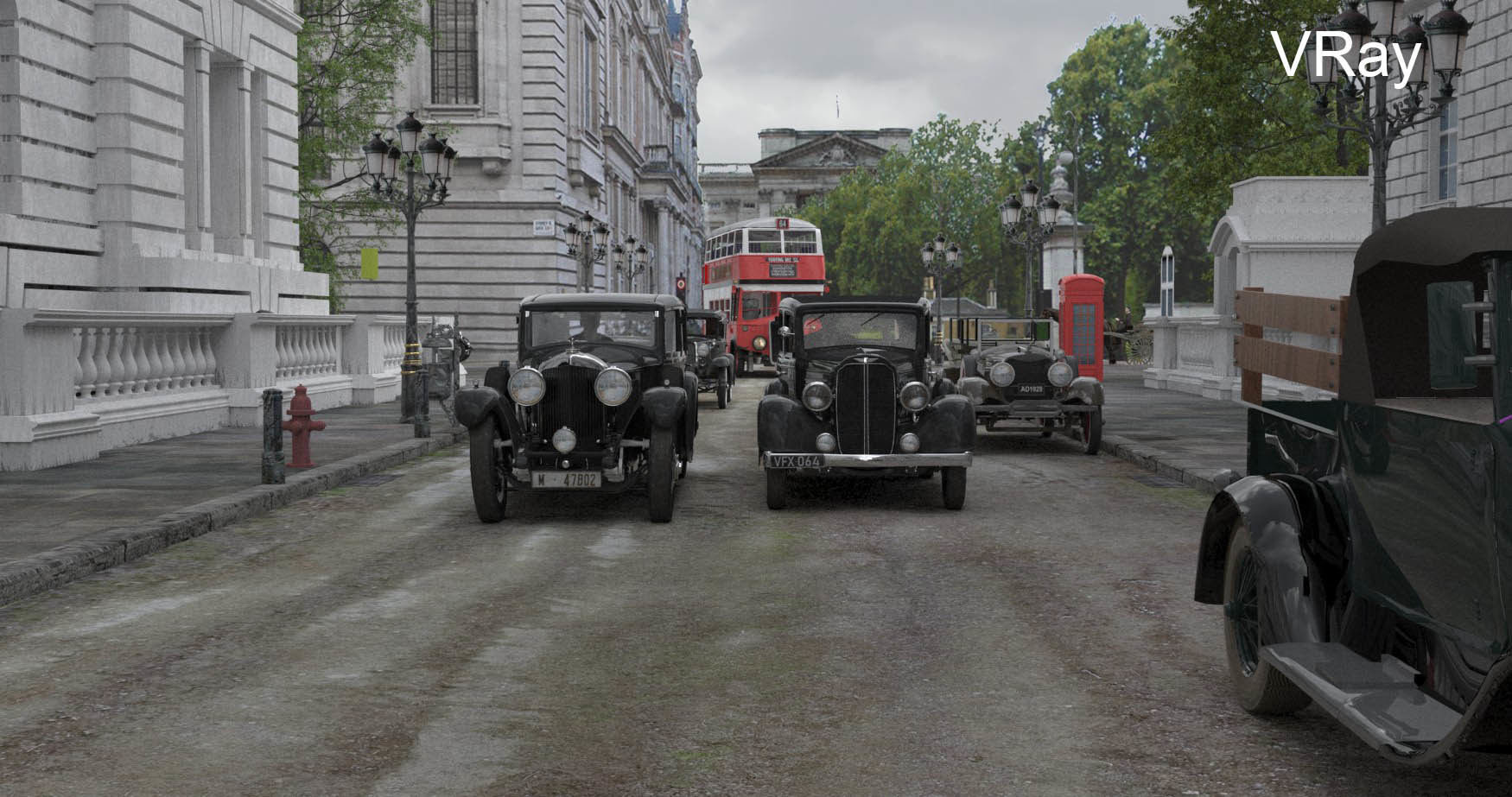 London street 1939    VRay and  FStorm 3D model_3