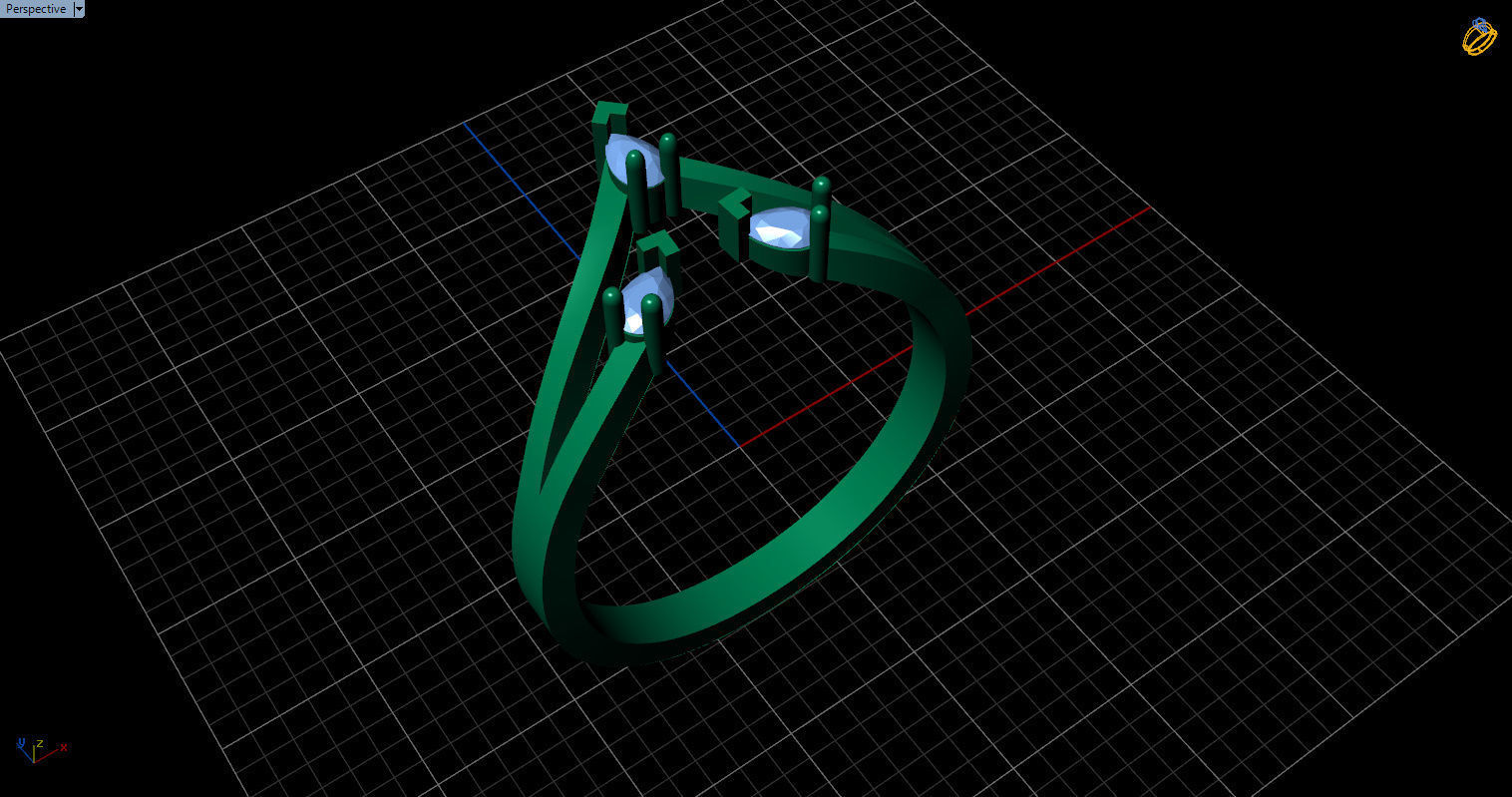 Ring with 3 pear gemstone 3D print model_27
