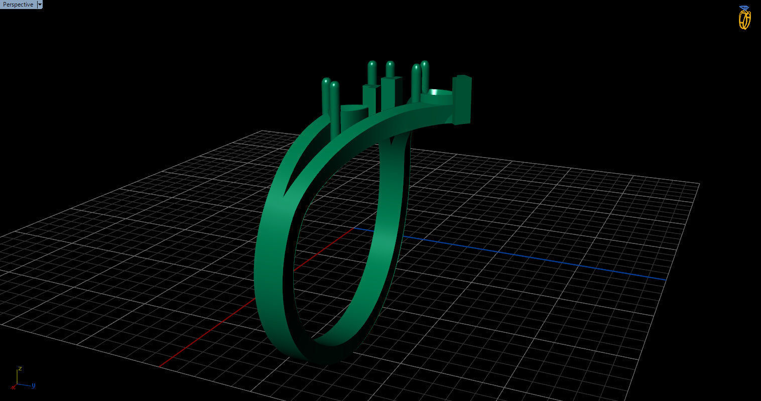 Ring with 3 pear gemstone 3D print model_40