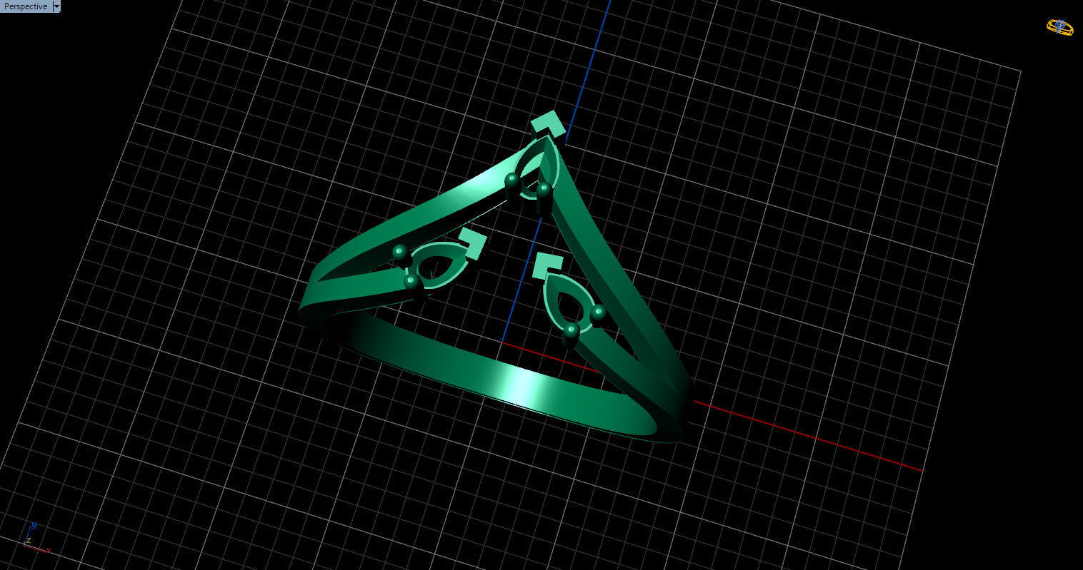 Ring with 3 pear gemstone 3D print model_36