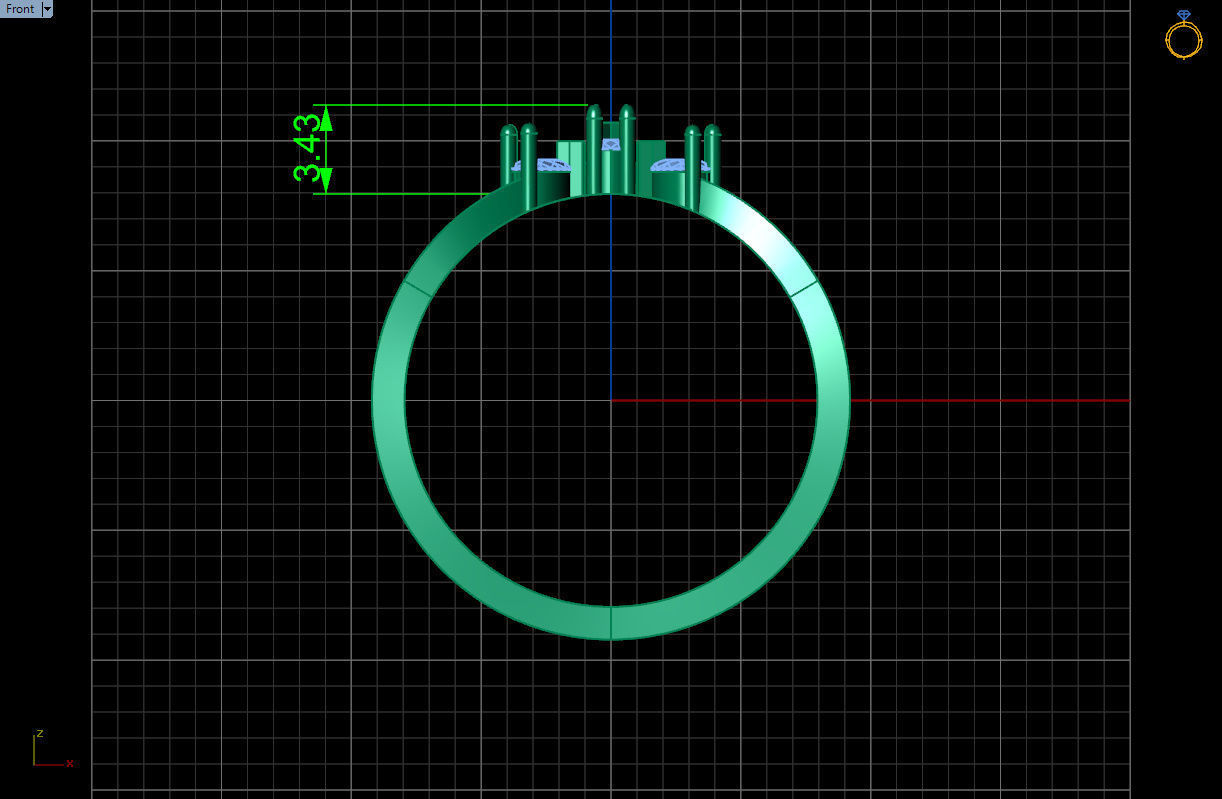 Ring with 3 pear gemstone 3D print model_6