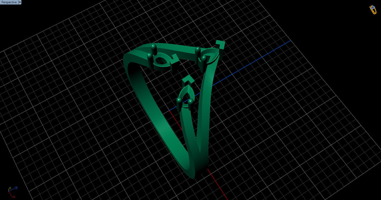 Ring with 3 pear gemstone 3D print model_38