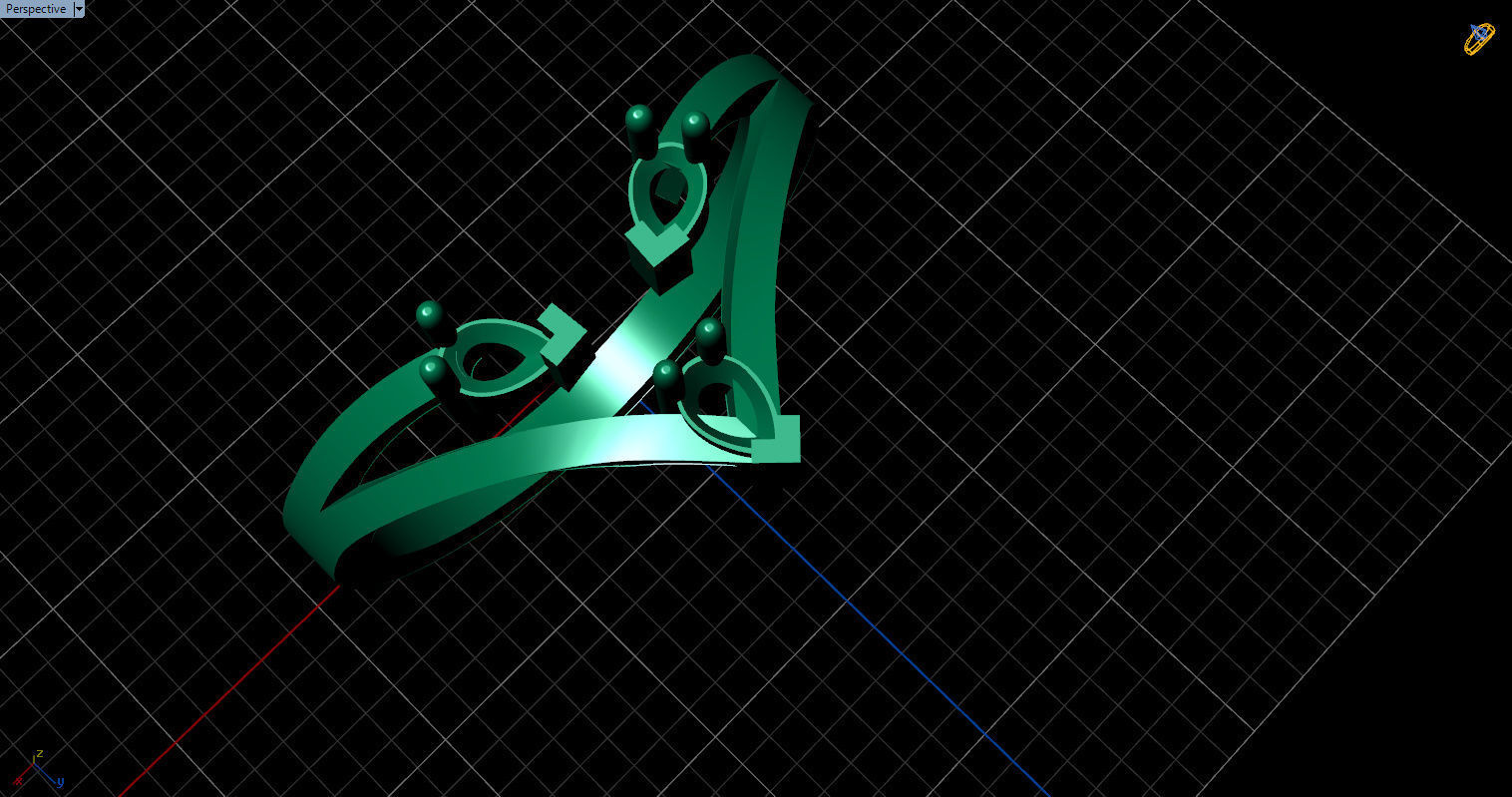 Ring with 3 pear gemstone 3D print model_42