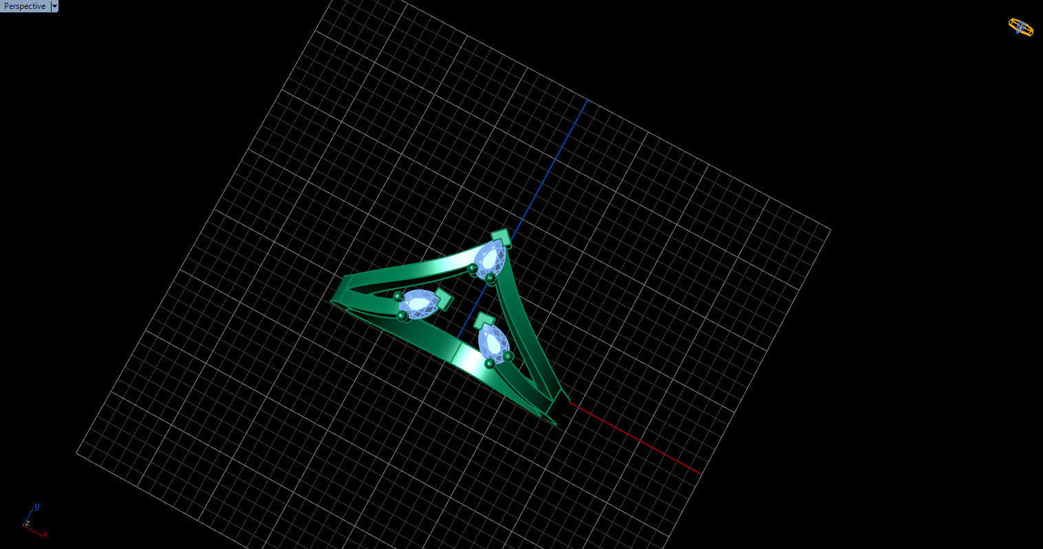 Ring with 3 pear gemstone 3D print model_10