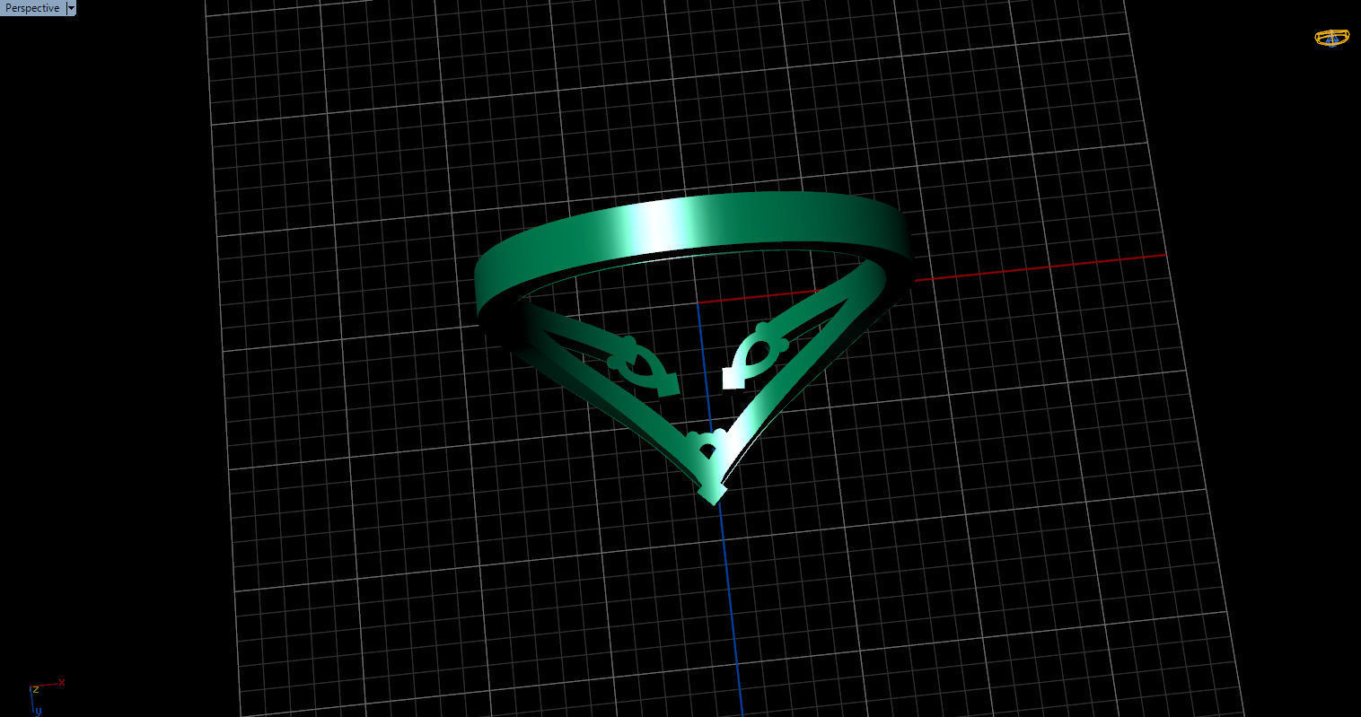 Ring with 3 pear gemstone 3D print model_35