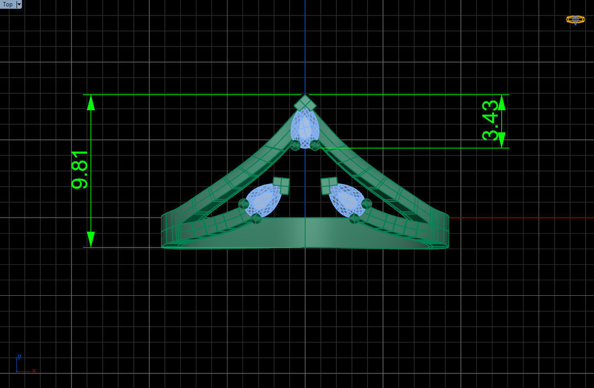 Ring with 3 pear gemstone 3D print model_7