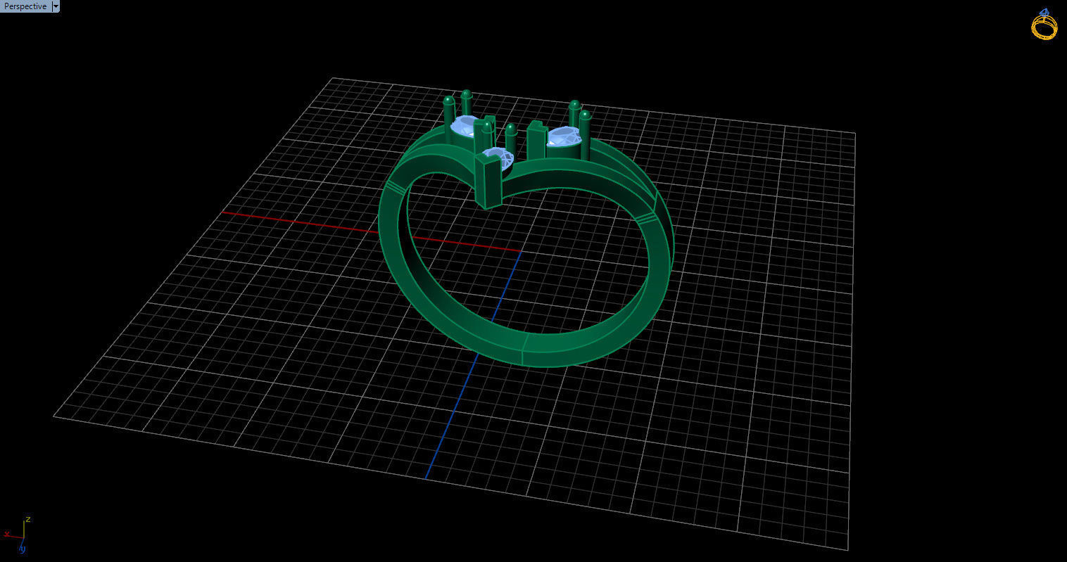 Ring with 3 pear gemstone 3D print model_21