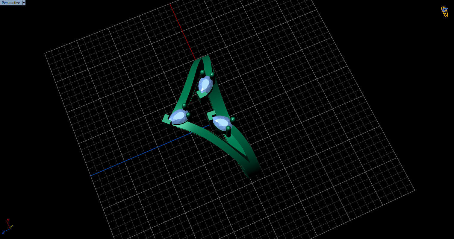 Ring with 3 pear gemstone 3D print model_24