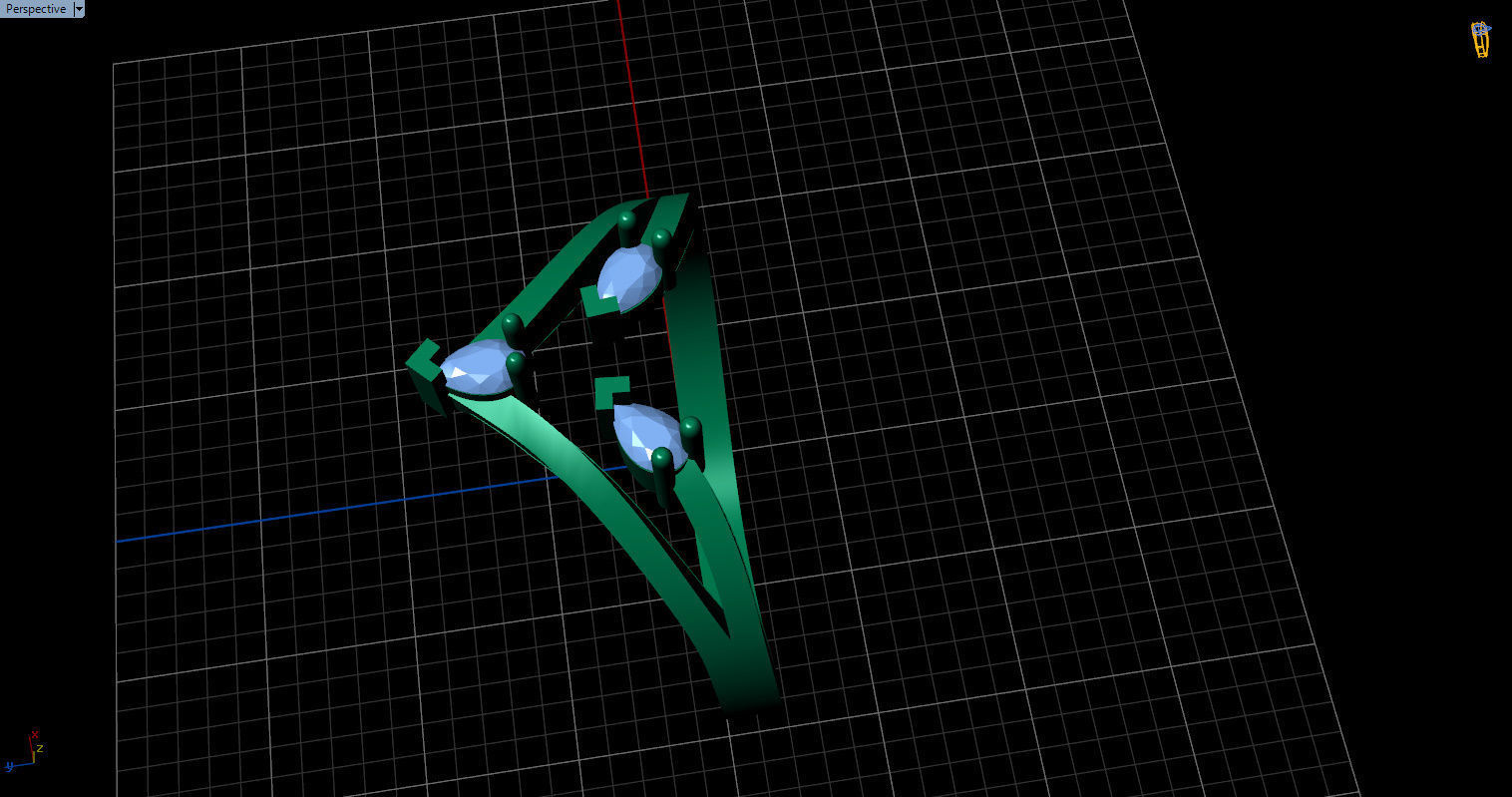 Ring with 3 pear gemstone 3D print model_25