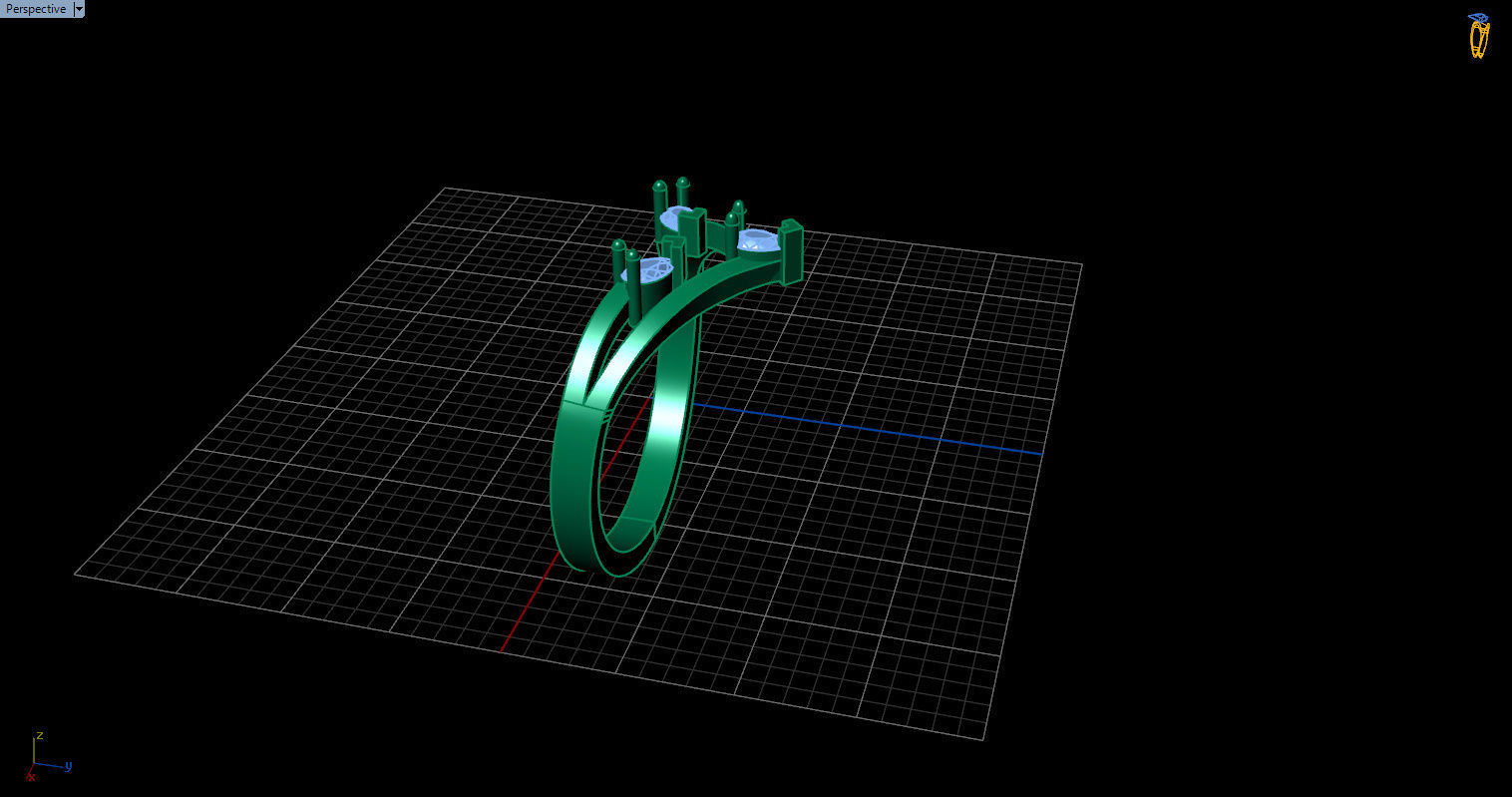 Ring with 3 pear gemstone 3D print model_15