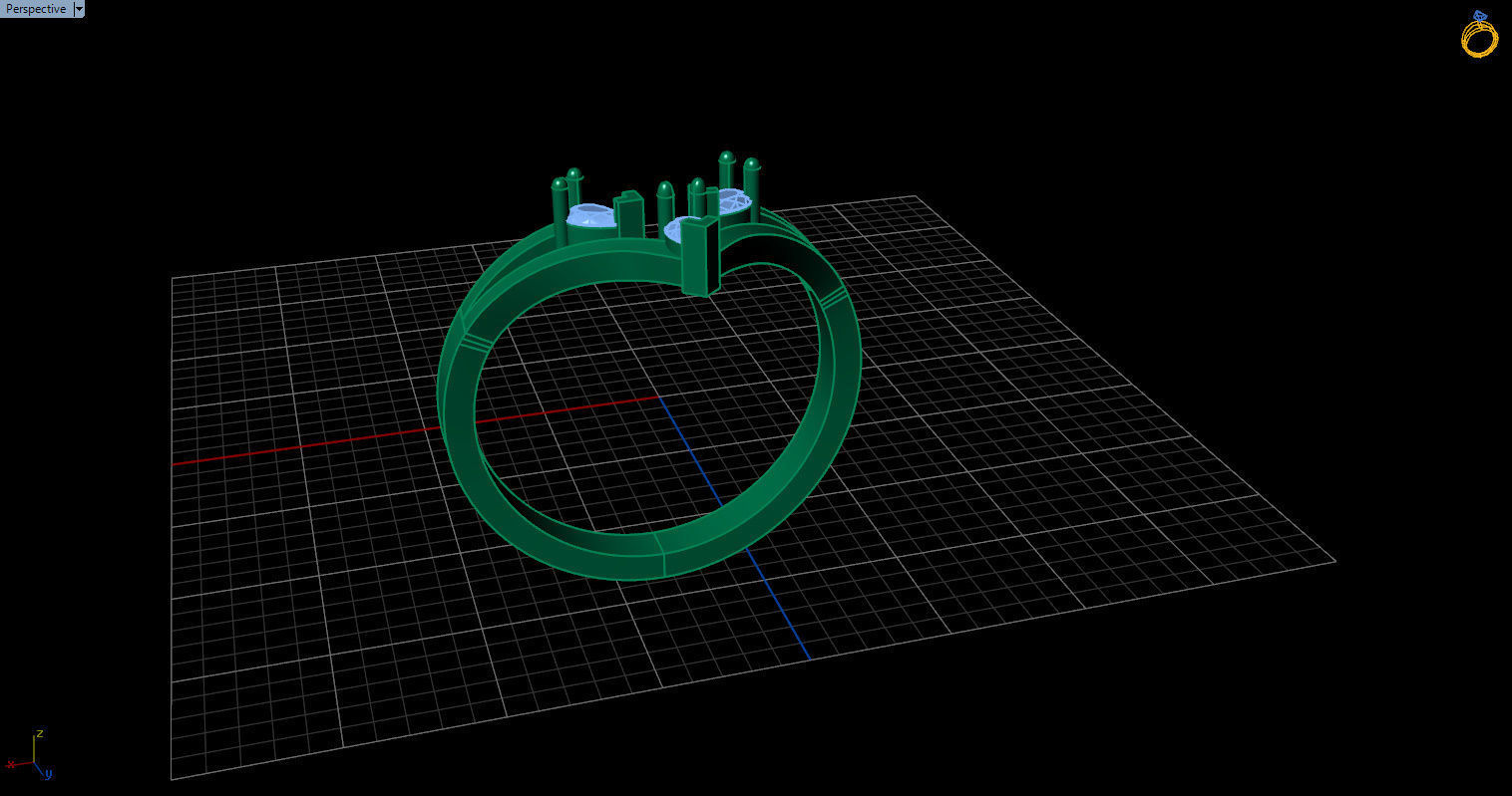 Ring with 3 pear gemstone 3D print model_20
