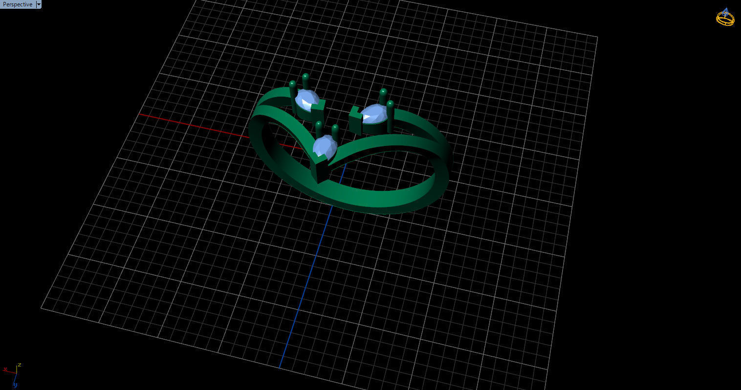 Ring with 3 pear gemstone 3D print model_22