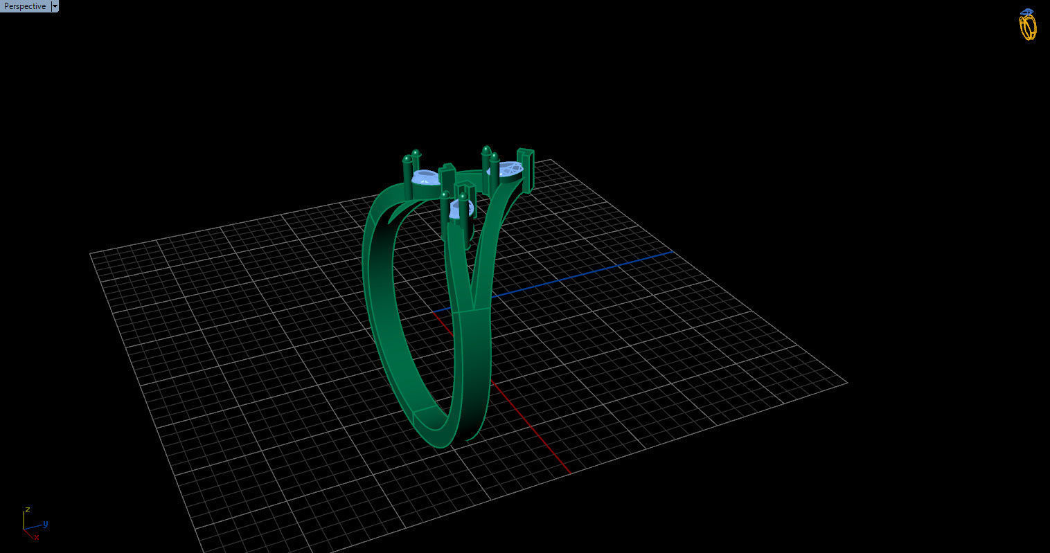 Ring with 3 pear gemstone 3D print model_13