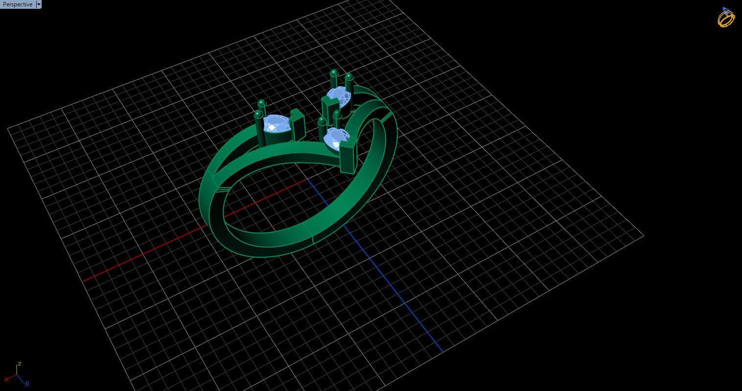 Ring with 3 pear gemstone 3D print model_19