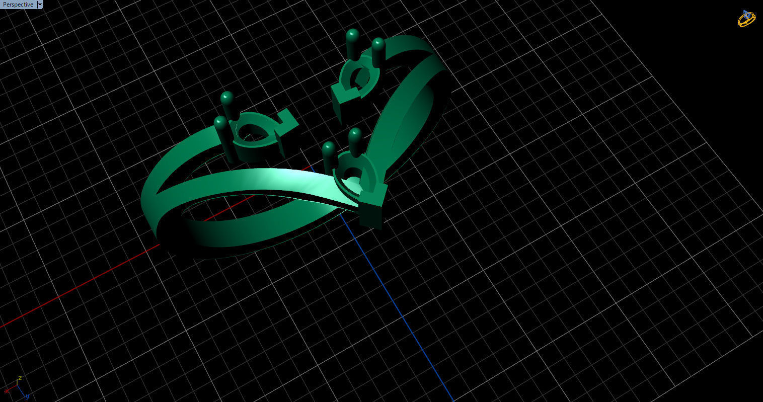 Ring with 3 pear gemstone 3D print model_43