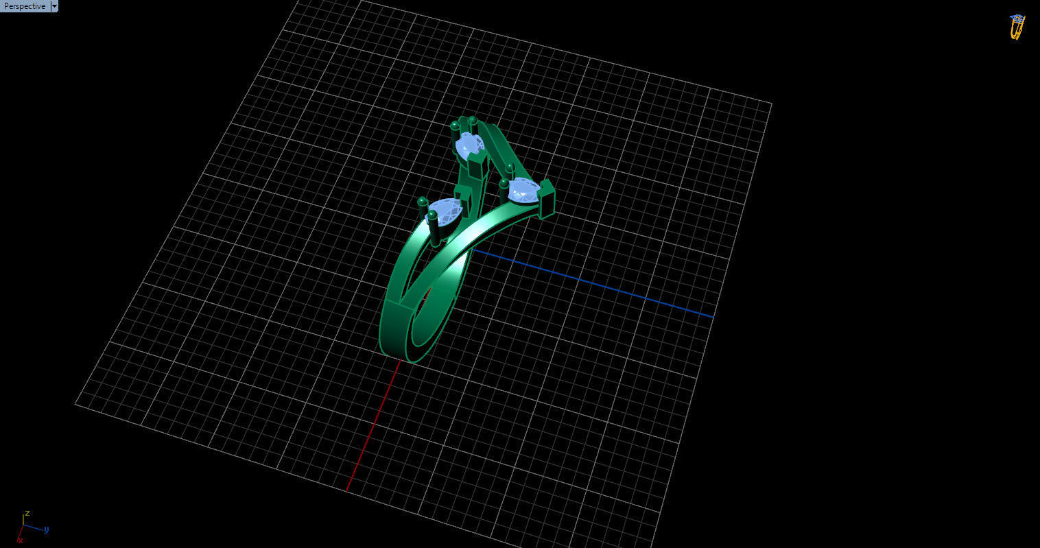 Ring with 3 pear gemstone 3D print model_16