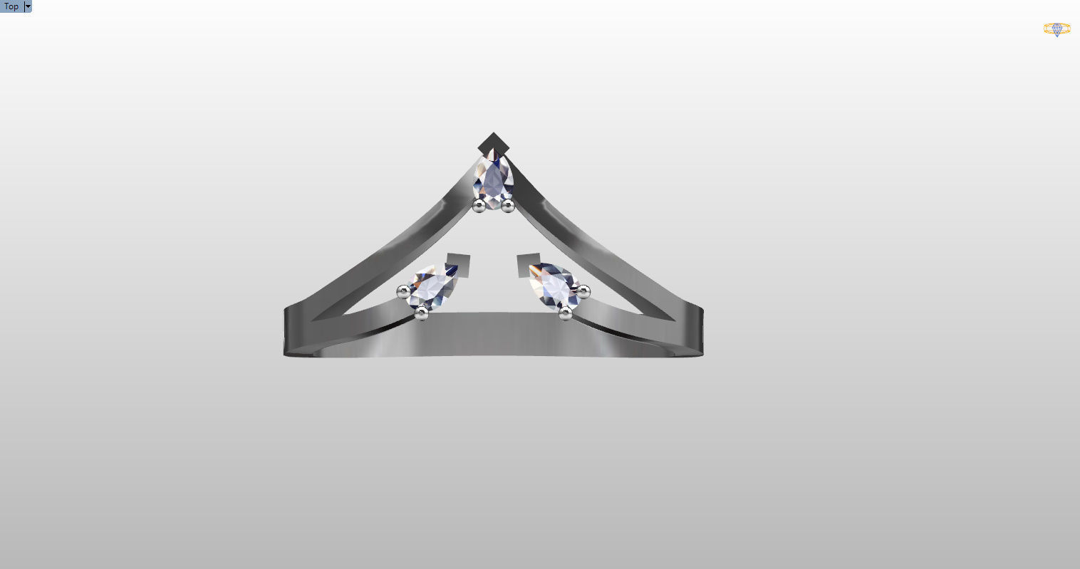 Ring with 3 pear gemstone 3D print model_48