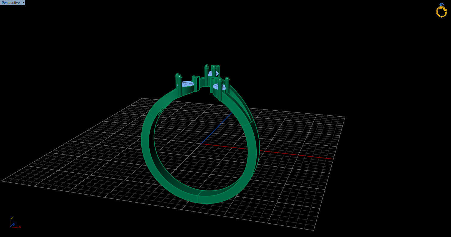 Ring with 3 pear gemstone 3D print model_11