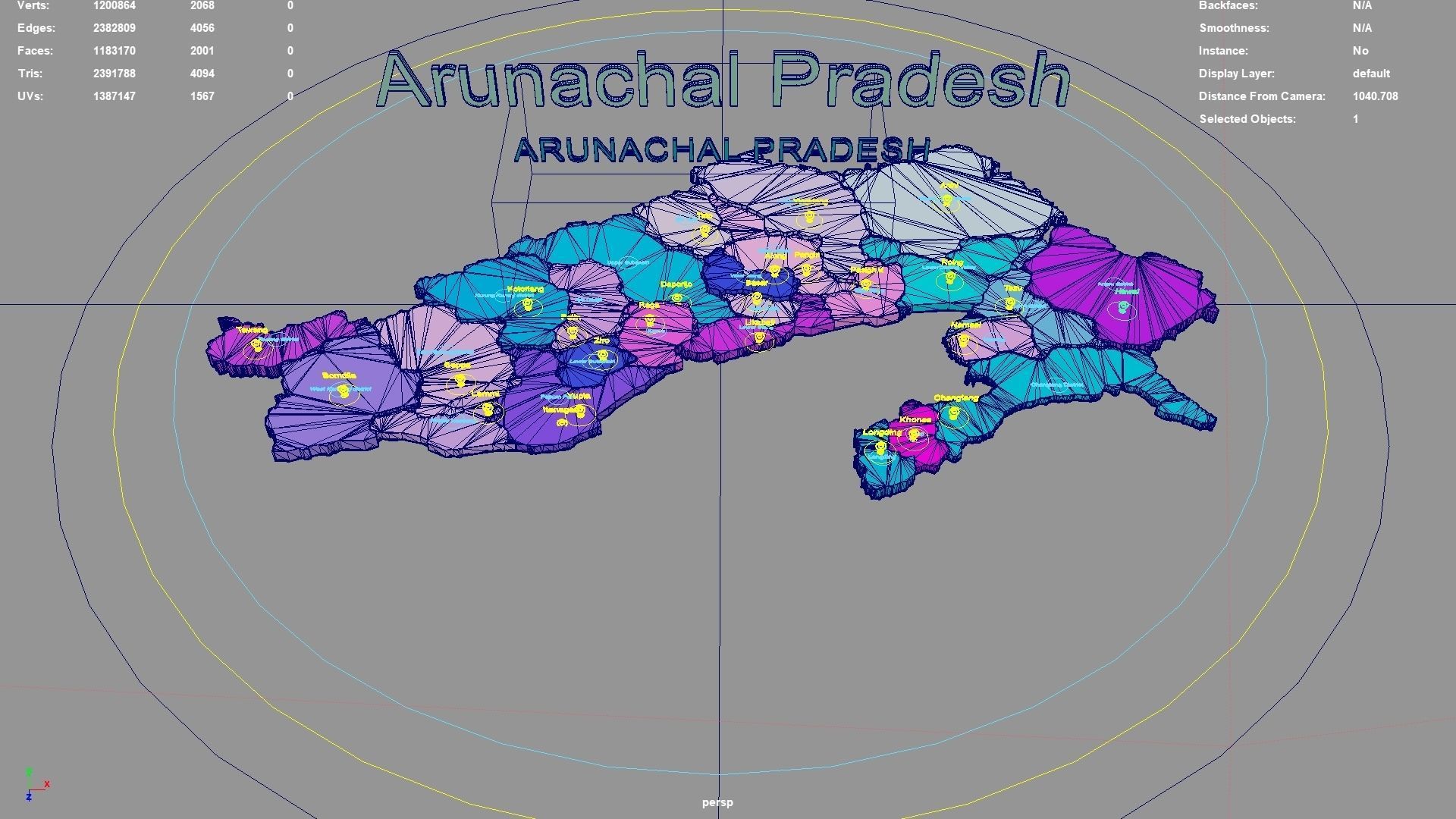 Arunachal Pradesh India map region 3D model geography political 3D model_3