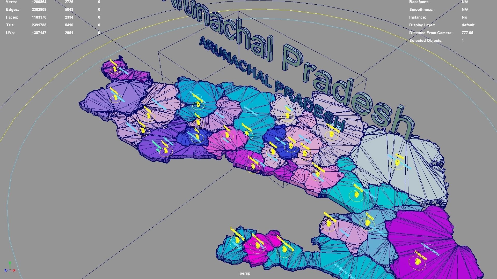 Arunachal Pradesh India map region 3D model geography political 3D model_5