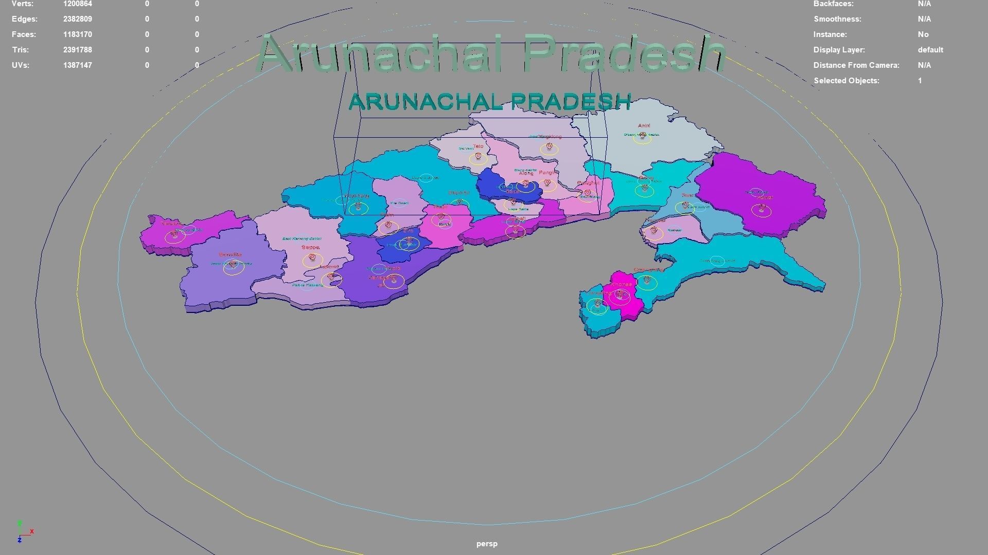 Arunachal Pradesh India map region 3D model geography political 3D model_0
