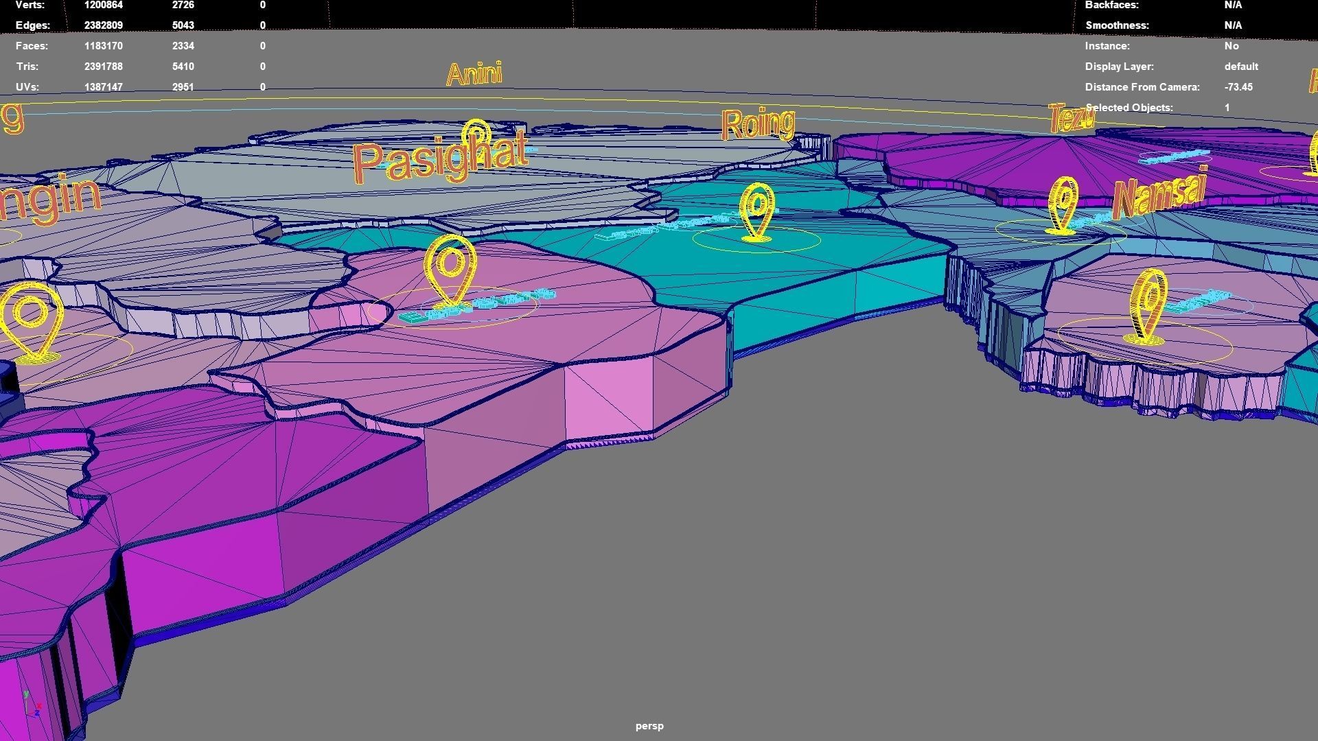 Arunachal Pradesh India map region 3D model geography political 3D model_7