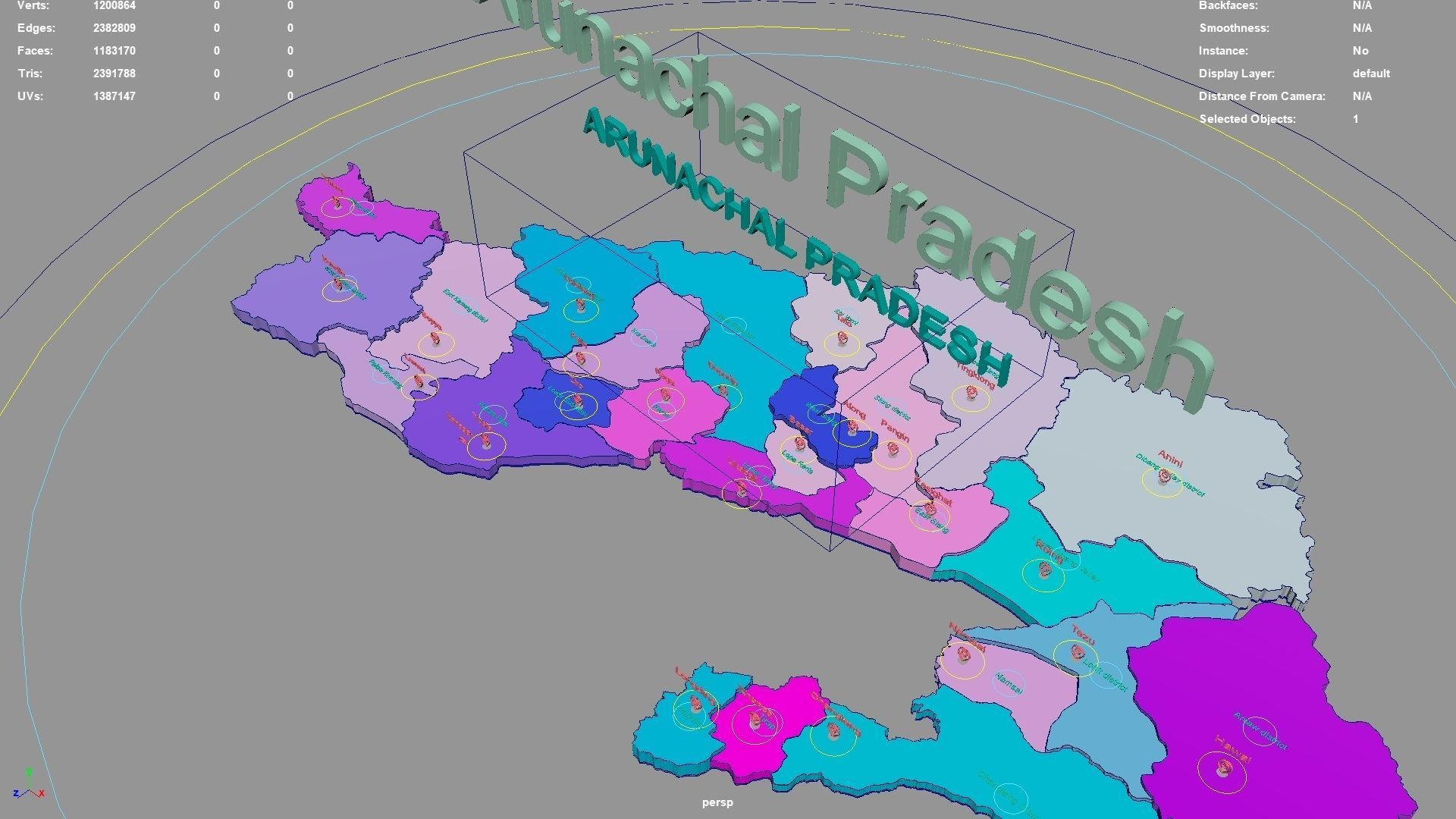 Arunachal Pradesh India map region 3D model geography political 3D model_2