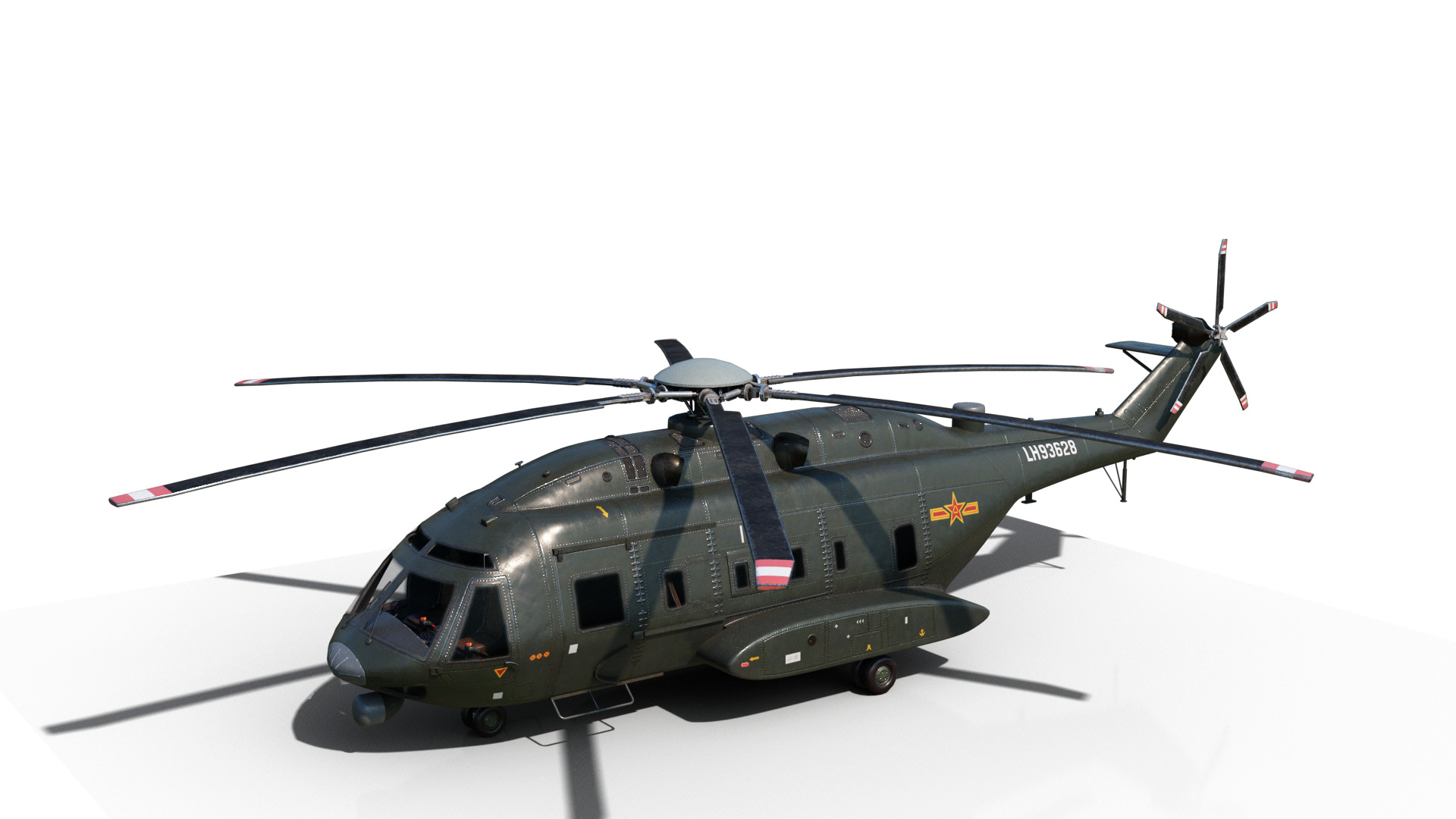 PBR Chinese Z-8L helicopter with Wide body Z8L Low-poly 3D model_1