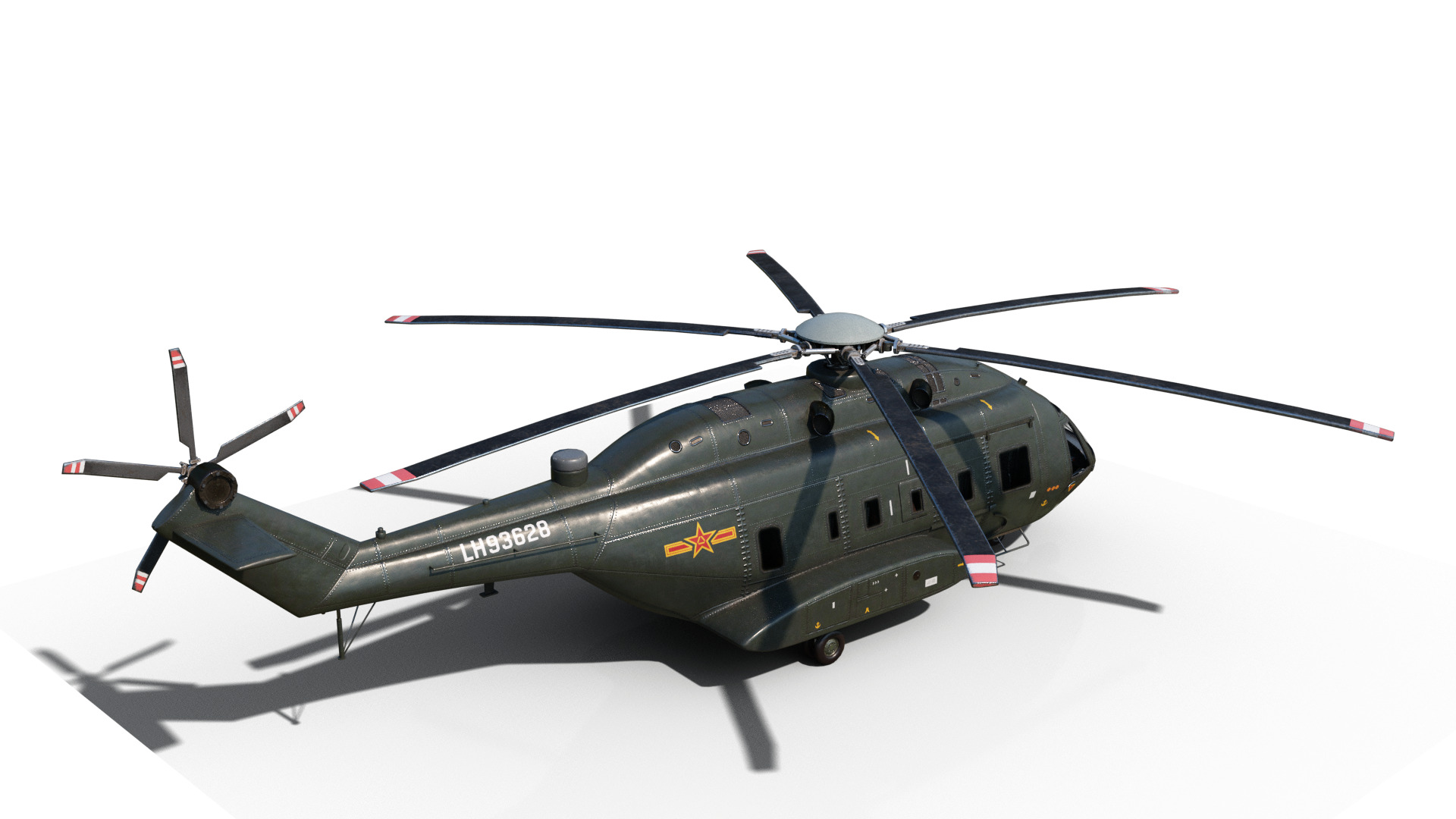 PBR Chinese Z-8L helicopter with Wide body Z8L Low-poly 3D model_4