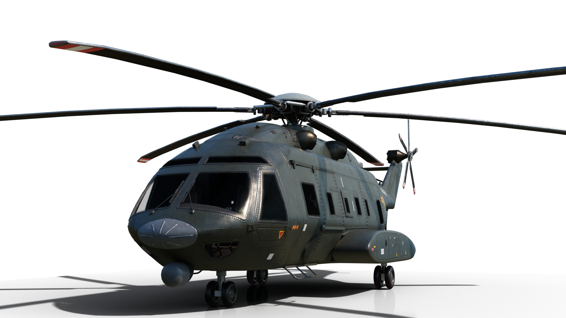 PBR Chinese Z-8L helicopter with Wide body Z8L Low-poly 3D model_2