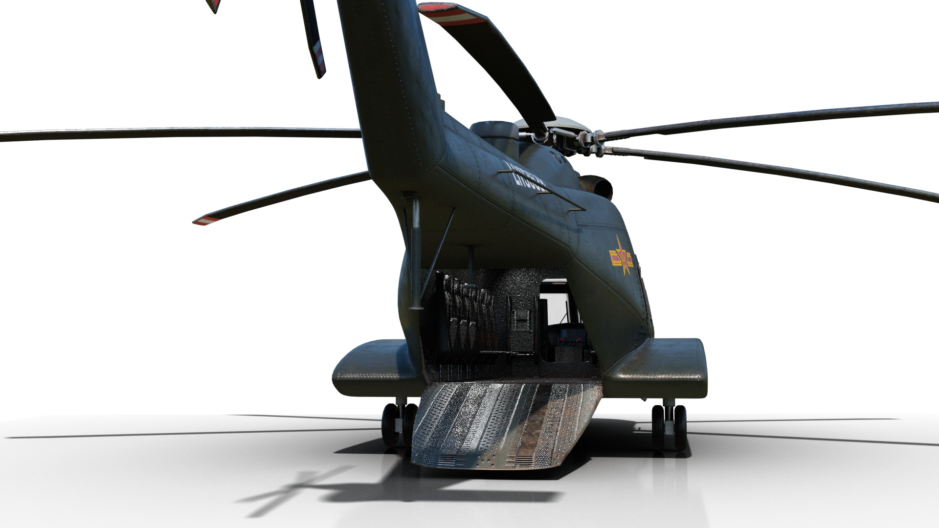 PBR Chinese Z-8L helicopter with Wide body Z8L Low-poly 3D model_18