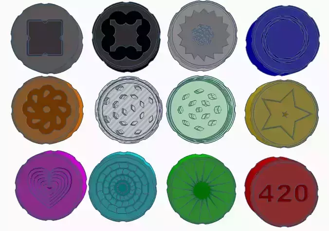 12 Different Weed Crusher Designs Cannabis Grinder Multipack 3D print model