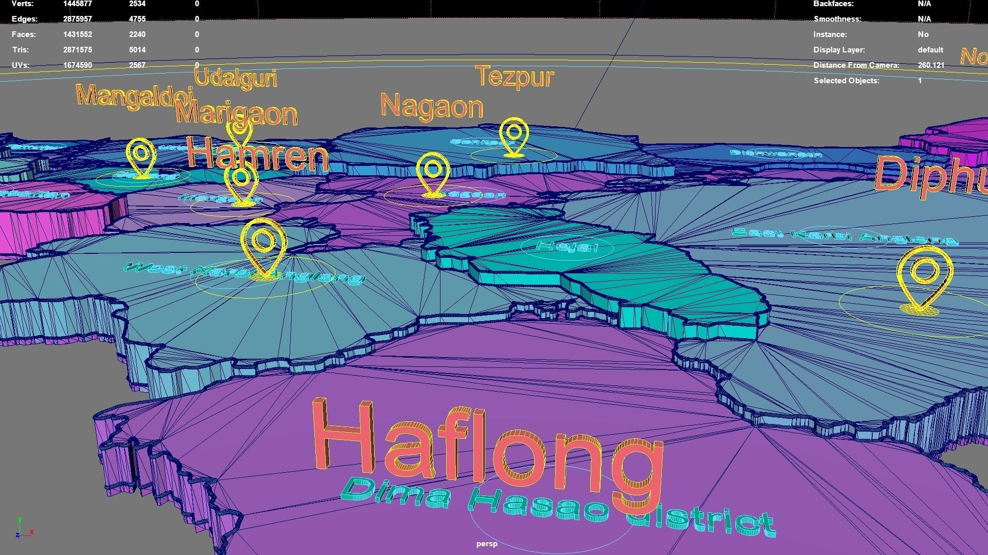 Assam  India map region 3D model geography political geographic 3D model_6
