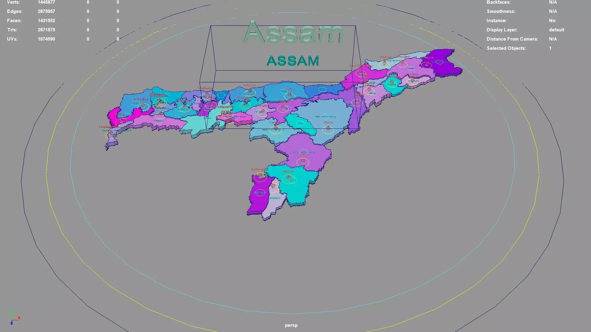 Assam  India map region 3D model geography political geographic 3D model_0