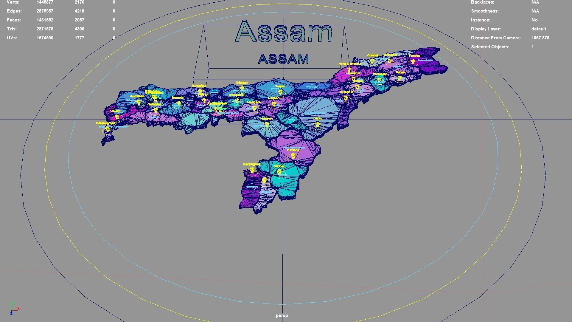 Assam  India map region 3D model geography political geographic 3D model_3