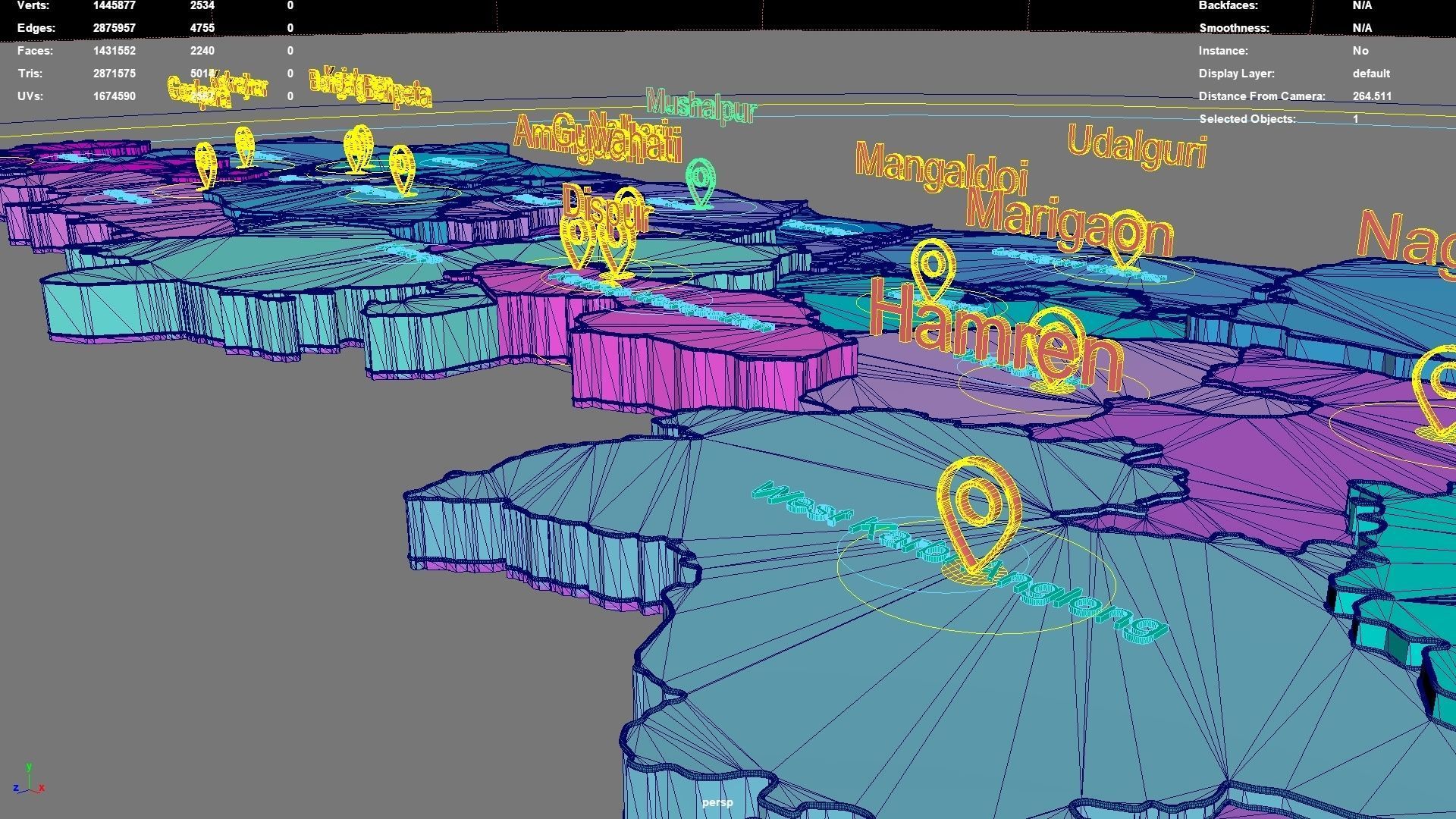 Assam  India map region 3D model geography political geographic 3D model_8