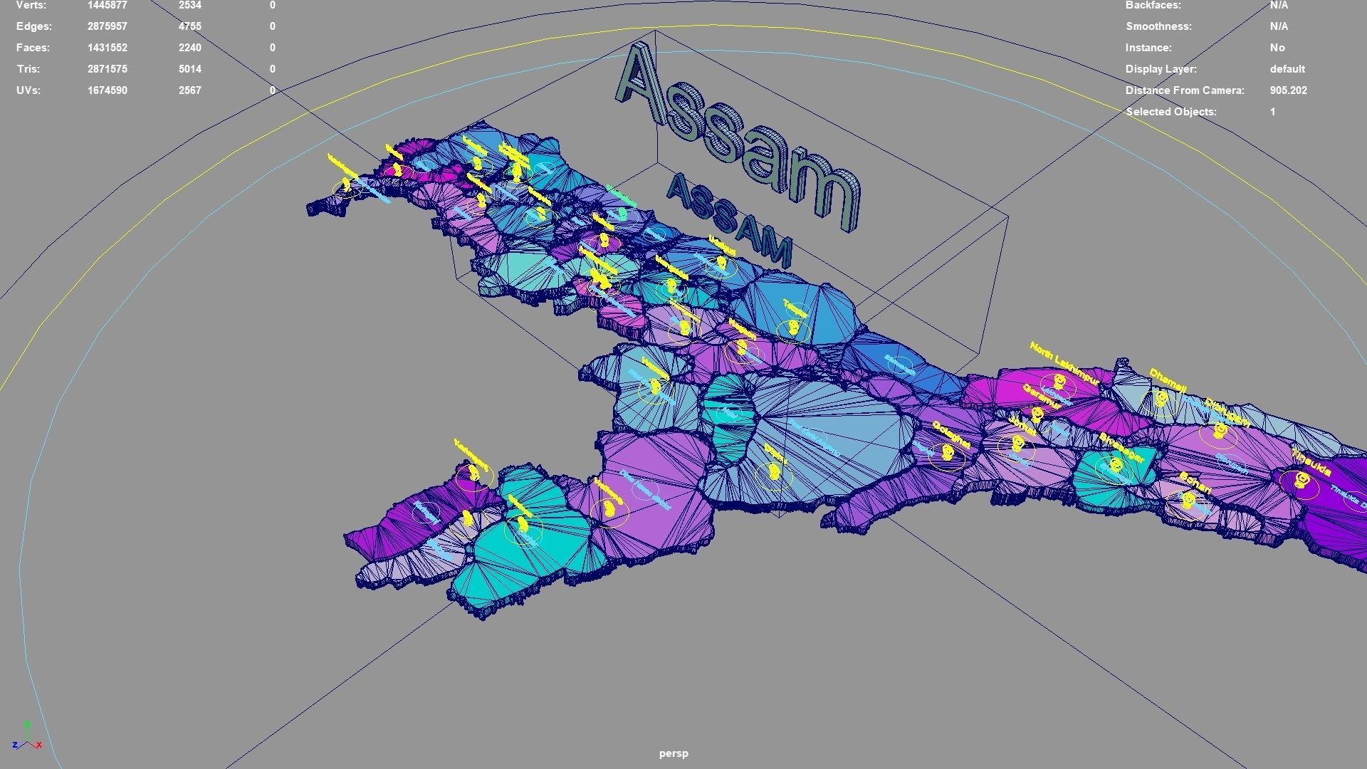 Assam  India map region 3D model geography political geographic 3D model_5