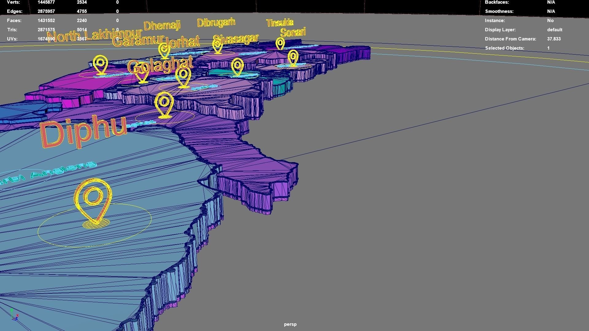 Assam  India map region 3D model geography political geographic 3D model_7