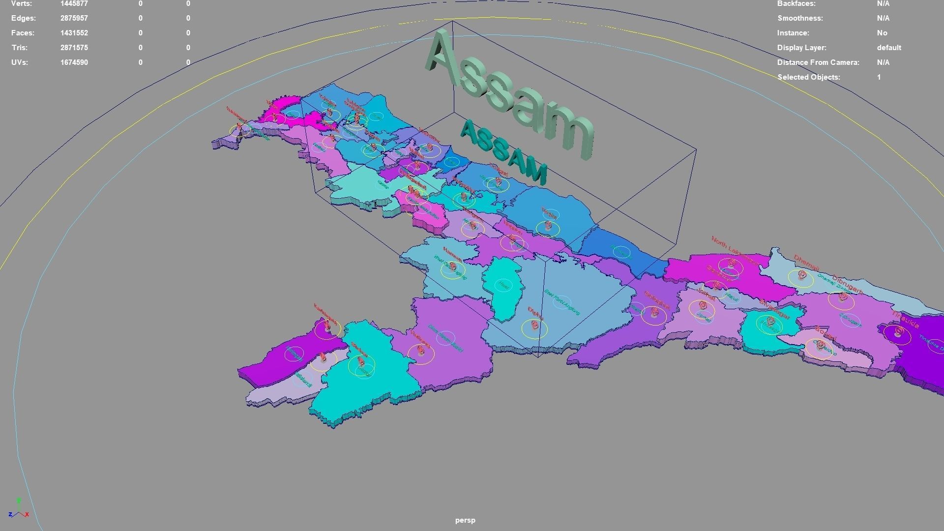 Assam  India map region 3D model geography political geographic 3D model_2
