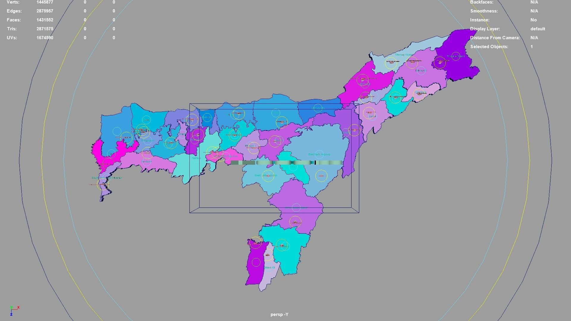 Assam  India map region 3D model geography political geographic 3D model_1